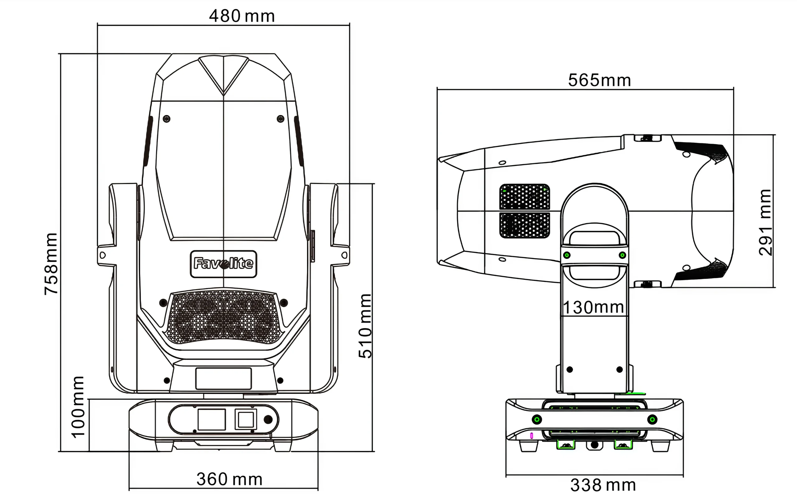 size Ares Profile 1000（1000W LED，Spot，Beam，Wash，Proflie Framing, light） png-6times-webp